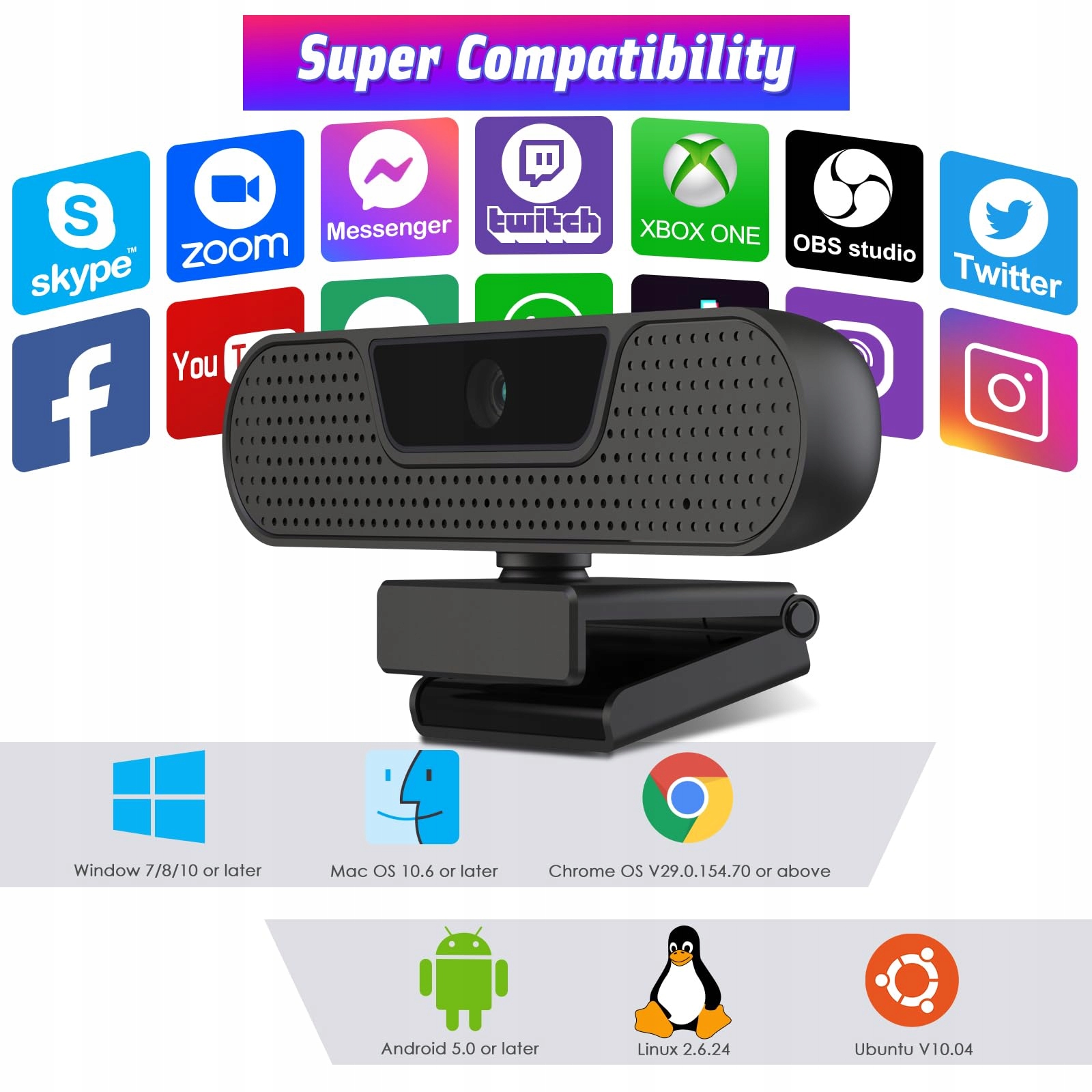 VIZOLINK W8GS Kamera 4K UHD Mikrofon Autofokus Laptop Mac Streaming — miniatura 7