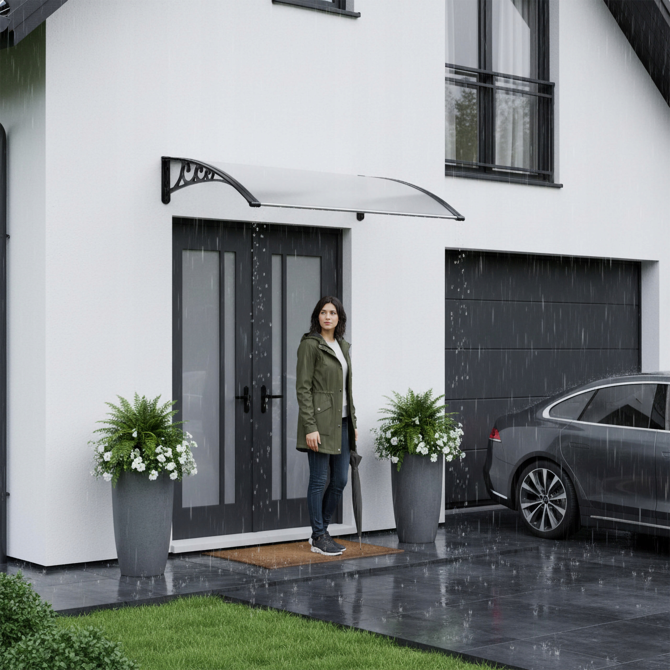 Zastřešení Nad Vchodové Dveře Balkonové Zastřešení Miko Černé 100X150 CM