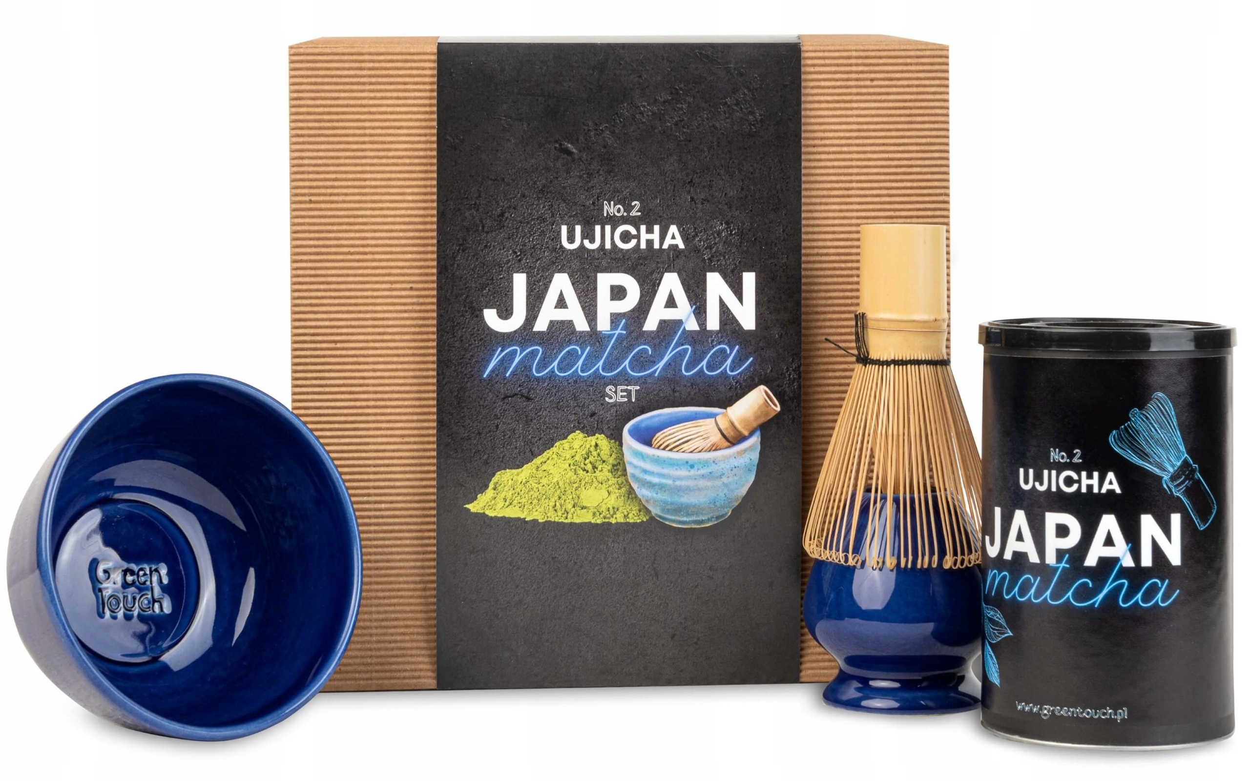 Zestaw Do Matcha Japońska 80 G Ujicha Codzienna Green Touch Czarka Miotełka