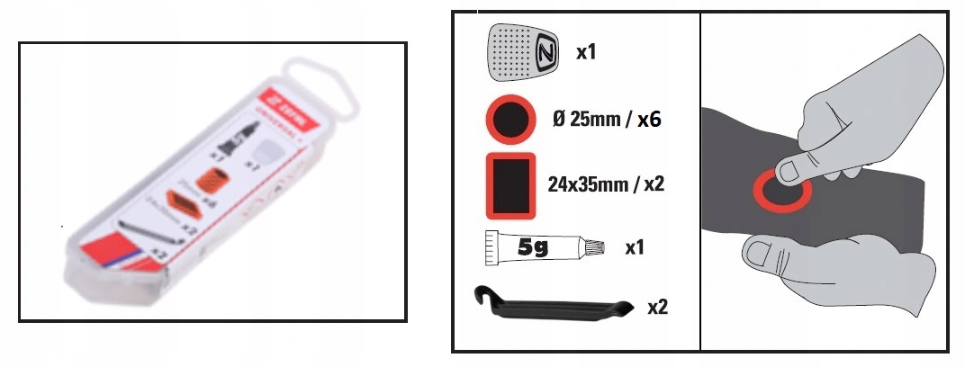 ZEFAL łatki do dętek ZESTAW NAPRAWCZY +2 ŁYŻKI Marka Zefal