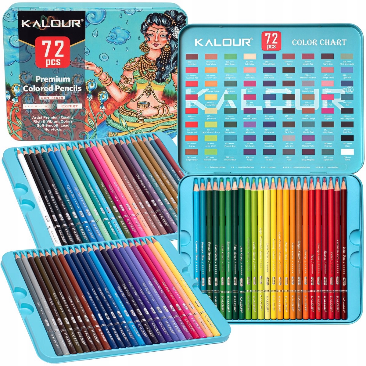 Kalour 72 Pastelky Profesionální Kreslící Sada Pastelky Barevné