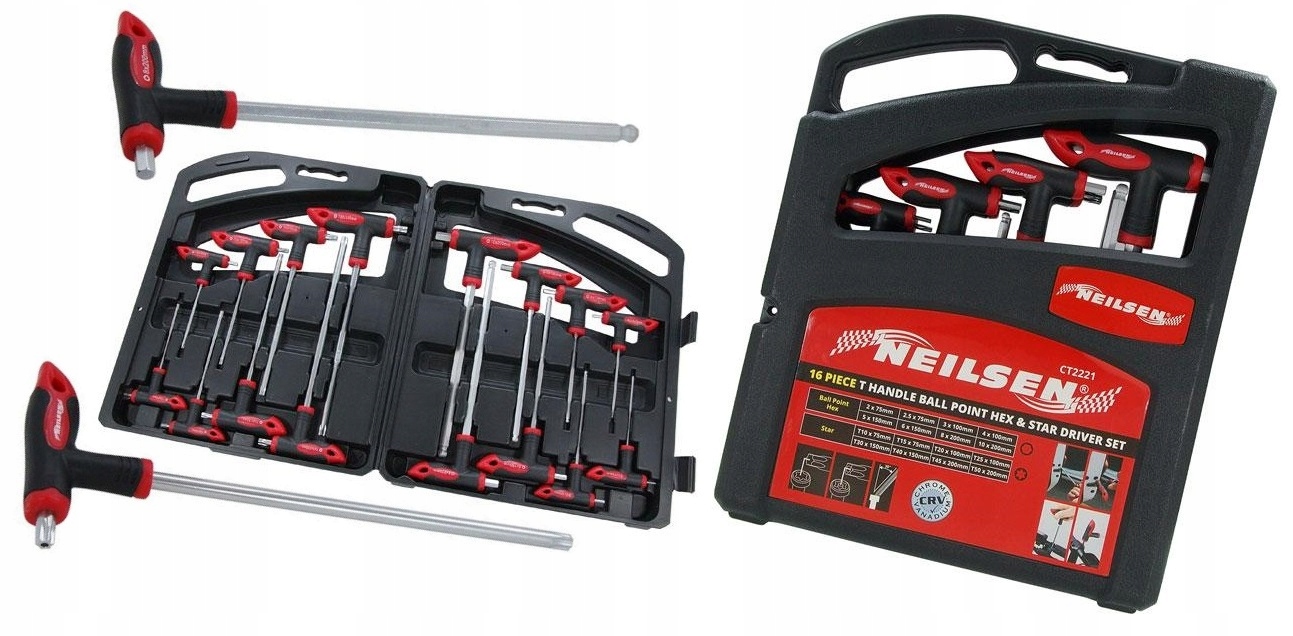 Zestaw Śrubokrętów Wkrętaki Śrubokręty Torx Imbusy Typ T Z Rączką W Walizce