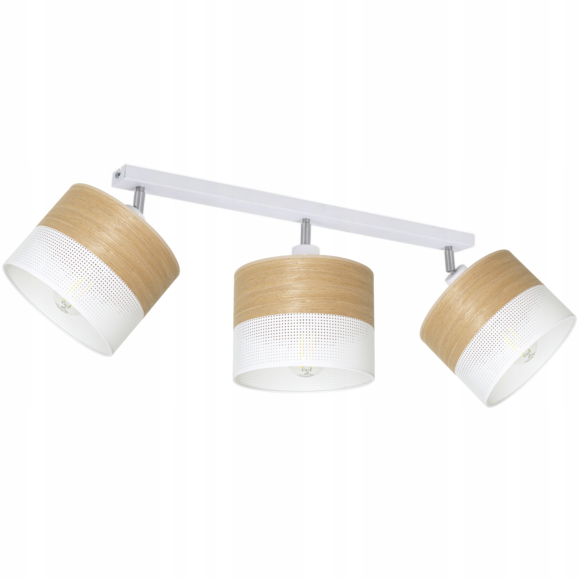 Lampa Sufitowa Ażurowy Abażur Z Dziurkami Listwa Regulacja 3-PKT E27 Drewno