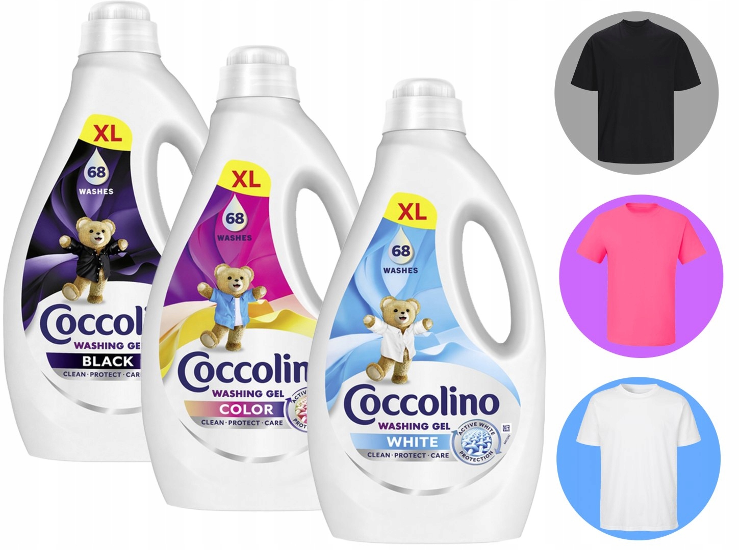 Levně Sada 3 tekutých přípravků Coccolino XL Gel 68 Praní 2,72 l Black Color White