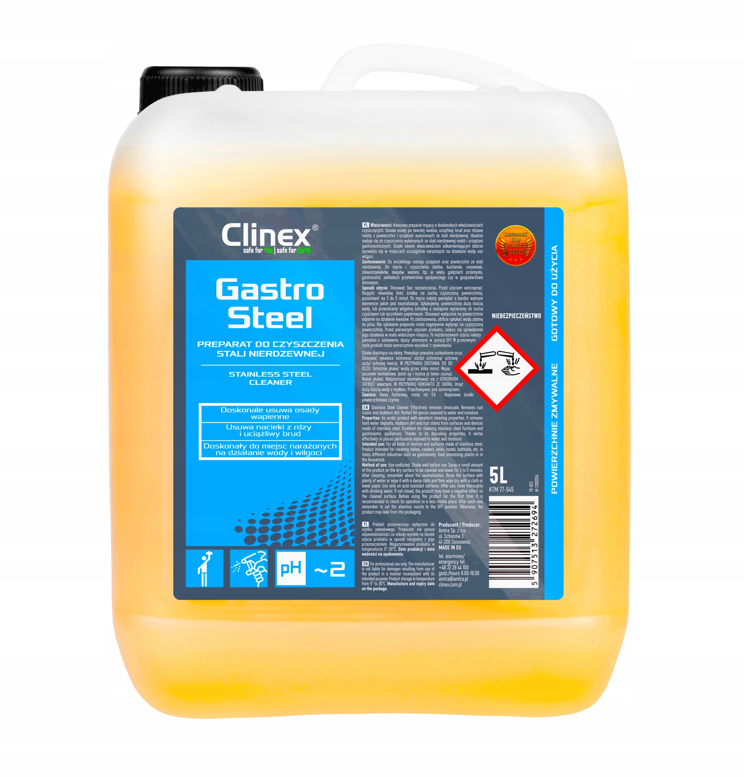 

Clinex Steel do czyszczenia stali nierdzewnej 5L