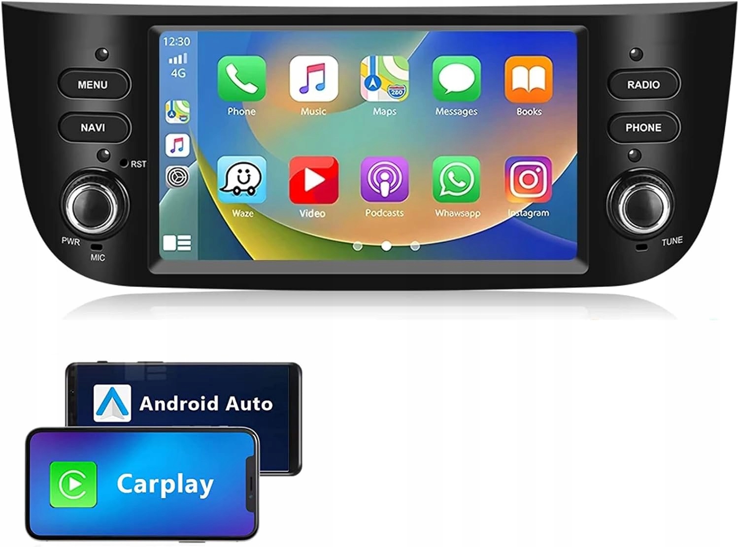 Autorádio 7" Goforjump Fiat Punto Gps Navigace Carplay Bluetooth