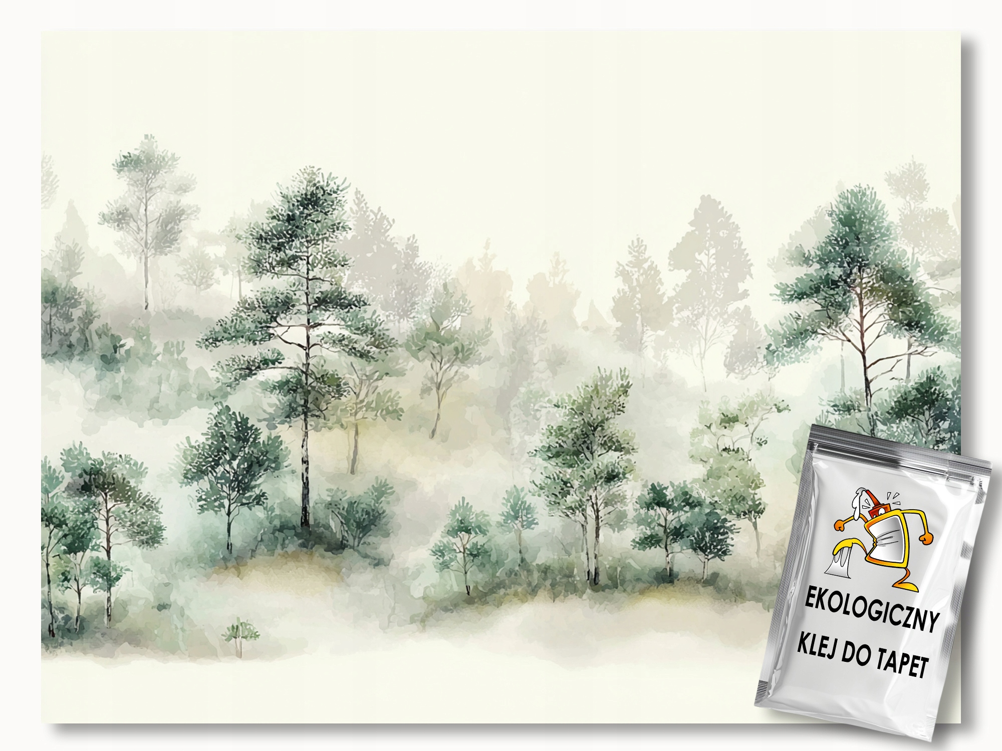 Fototapeta Flizelina Akvarel Krajina Les Stromy Mlha Ráno 400x280 155g
