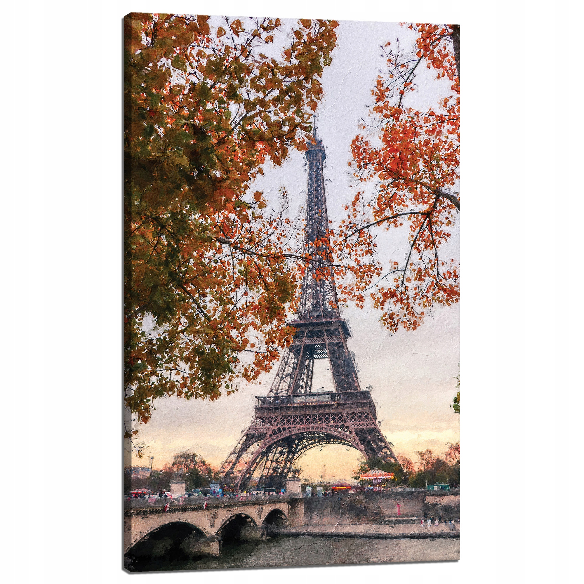Obraz na plátně Eiffelova věž Francie Pastely Stromy Podzim 60x100 cm