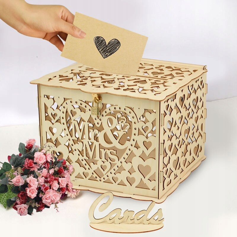 DIY Rustic Wedding Card Invitatin Boxes with Lock Model ZL10394