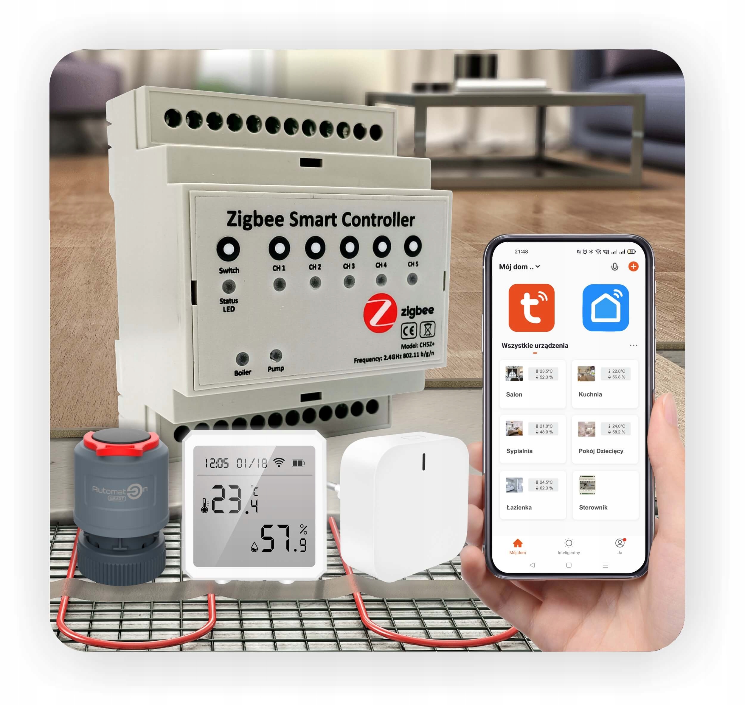 Sada na podlahové vykurovanie Zigbee 5 sekcií