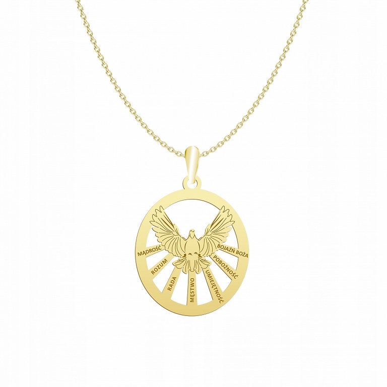 

Pozłacany Naszyjnik z Duchem Świętym Grawer