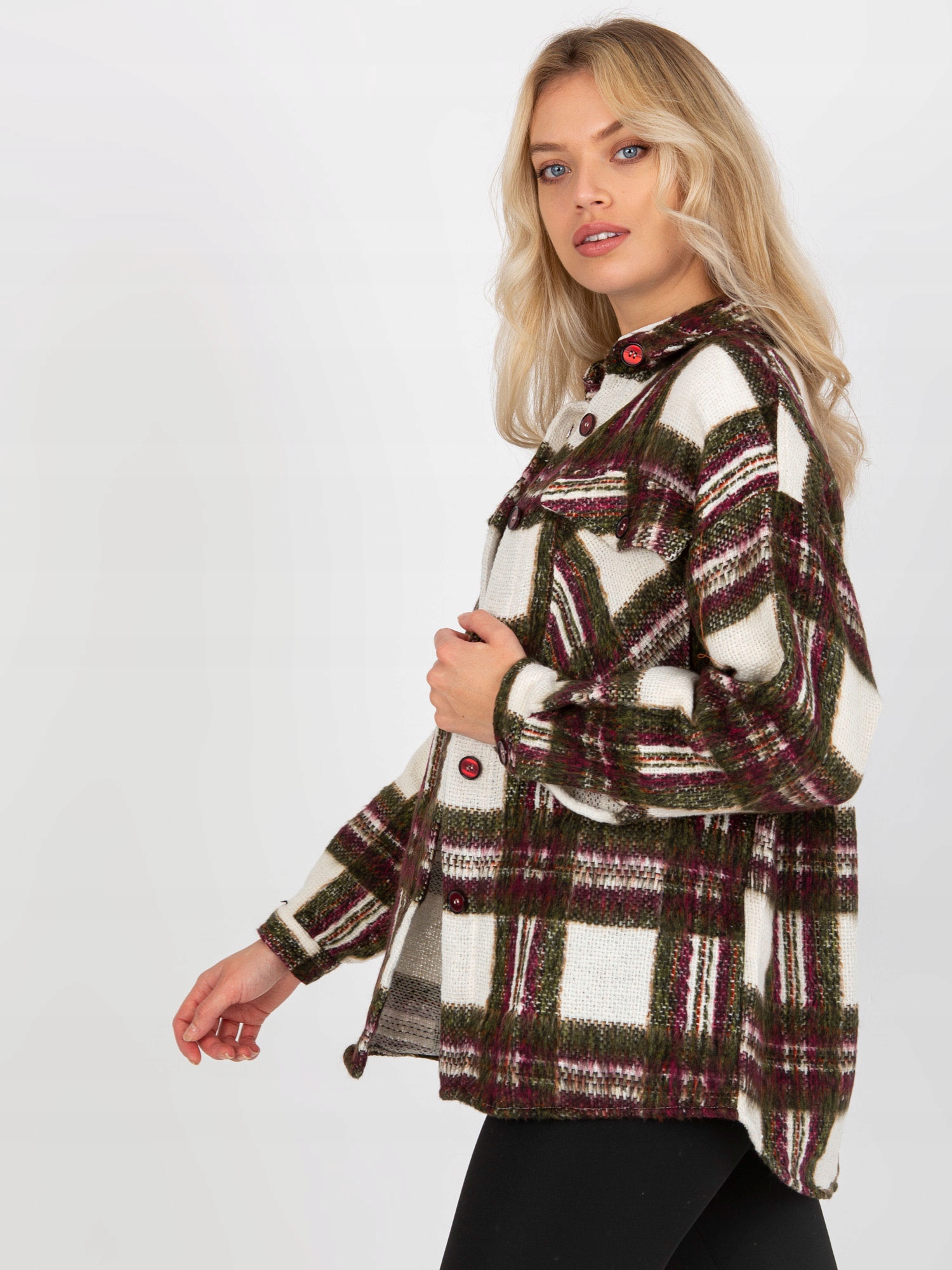 KOSZULA DAMSKA DŁUGI RĘKAW KRATKA WIELOKOLOROWY OVERSIZE KURTKA PRZEJŚCIOWA Rękaw długi rękaw