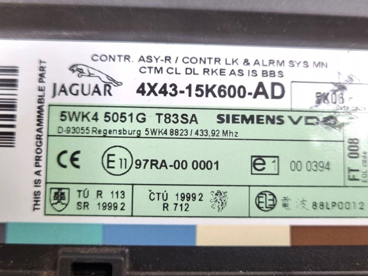 Unité commande confort Jaguar X-Type 2006 4X43-15K600-AD