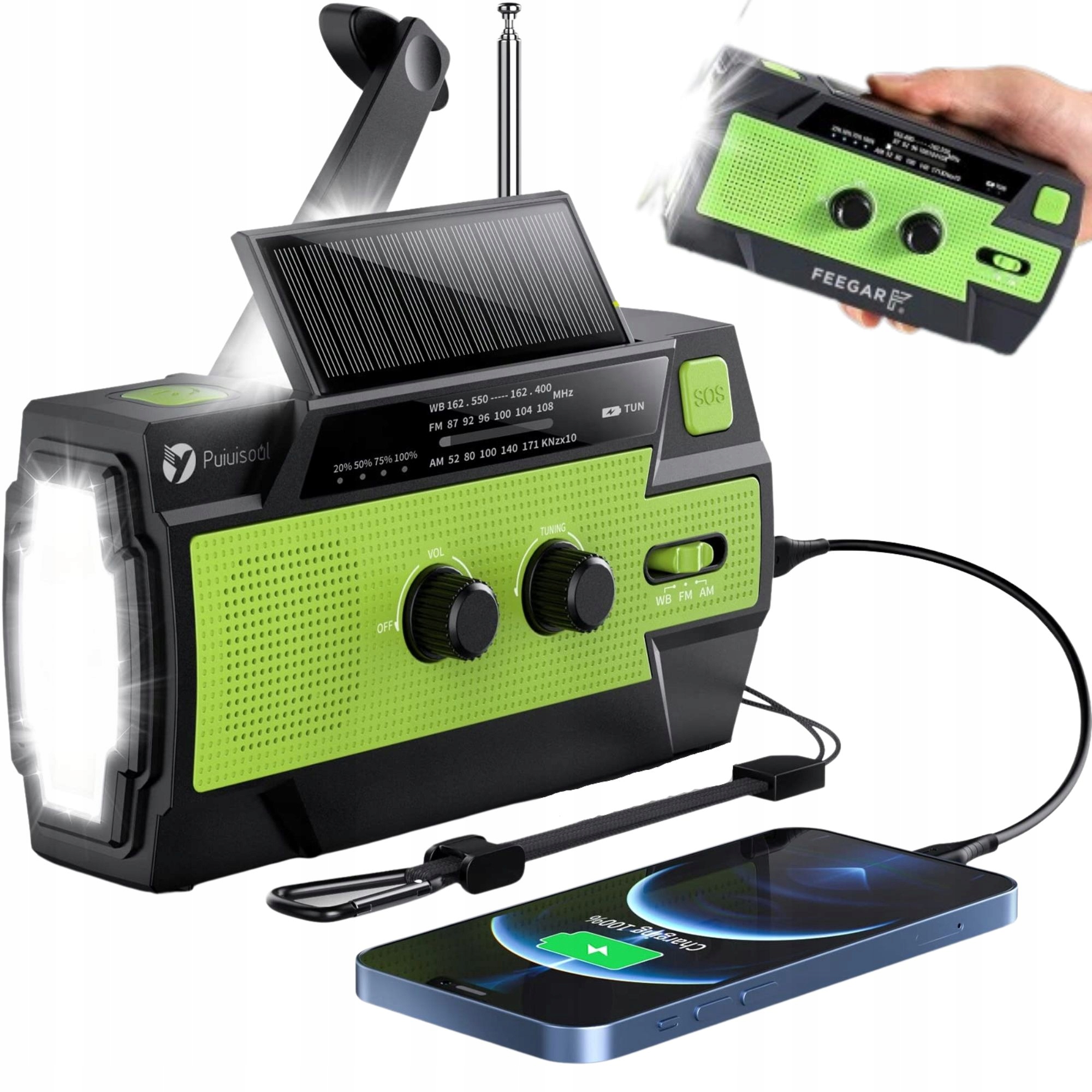 

Latarka Radio Am/fm solar z korba dynamo 10W 4000