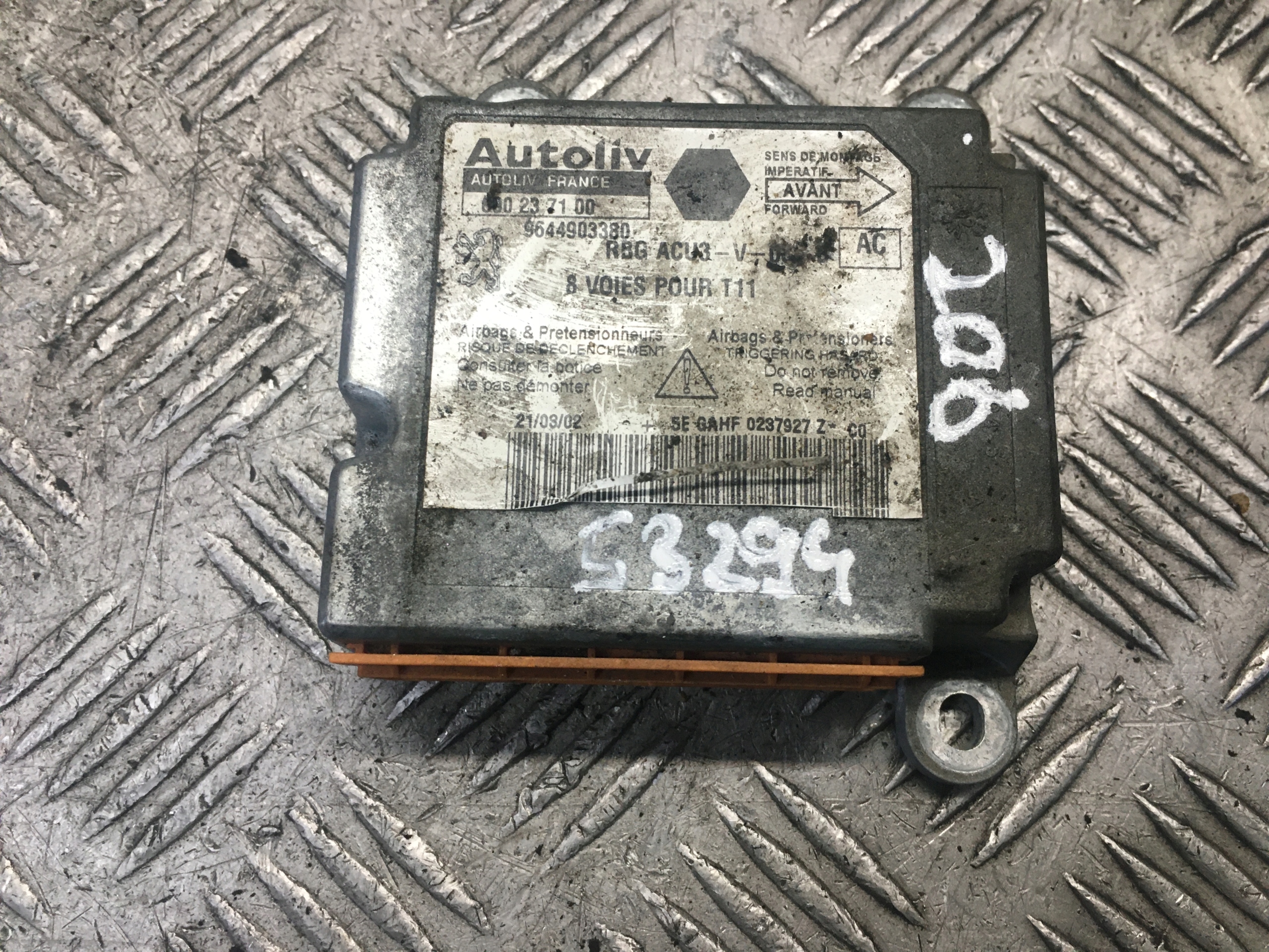PEUGEOT 206 MODUŁ SENSOR AIRBAG 9644903380