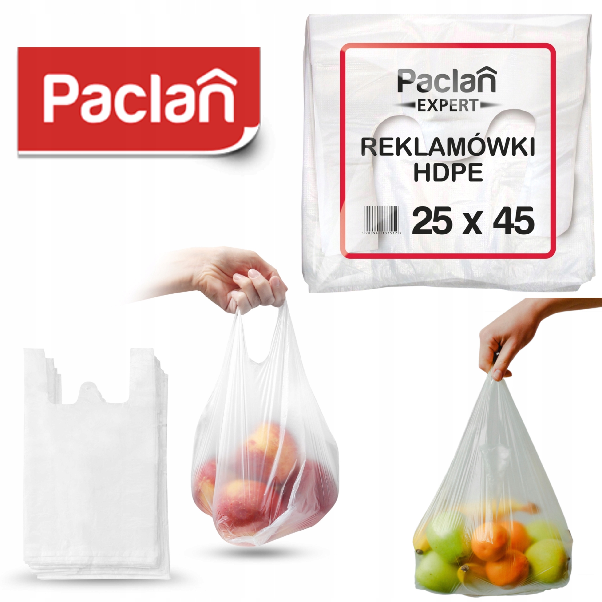 

Reklamówki z uszami Paclan Expert 5kg 45 x 25 cm
