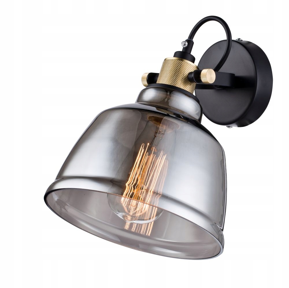 Nástenná lampa čierna zlatá, dymová, sklenená, loft Maytoni