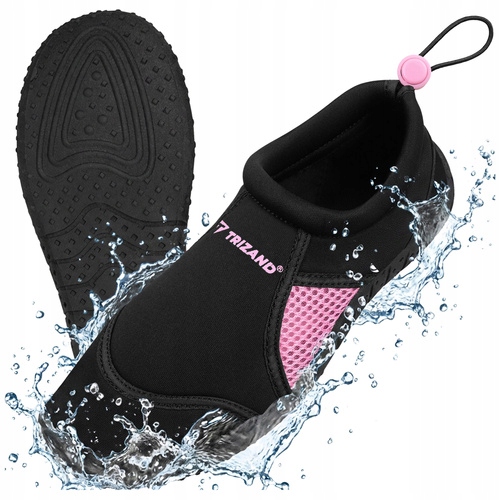Buty do wody na plaże kamieniste czarne róż damskie nr 39 wkładka 26,5 cm