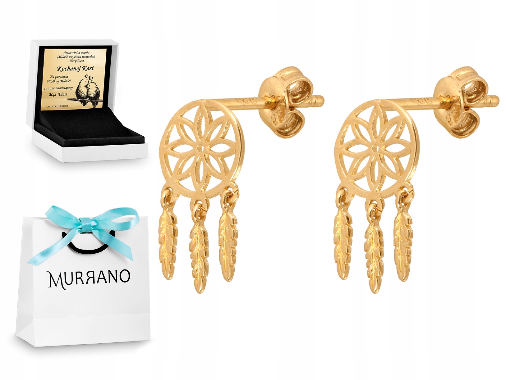 

Złote Kolczyki 585 Na Sztyfcie Prezent Grawer