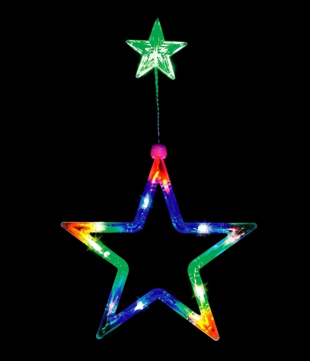 WITRAŻ GWIAZDKA ZAWIESZKA NA OKNO ŚWIĄTECZNA LAMPA LED MULTIKOLOR Kod producenta 10-501