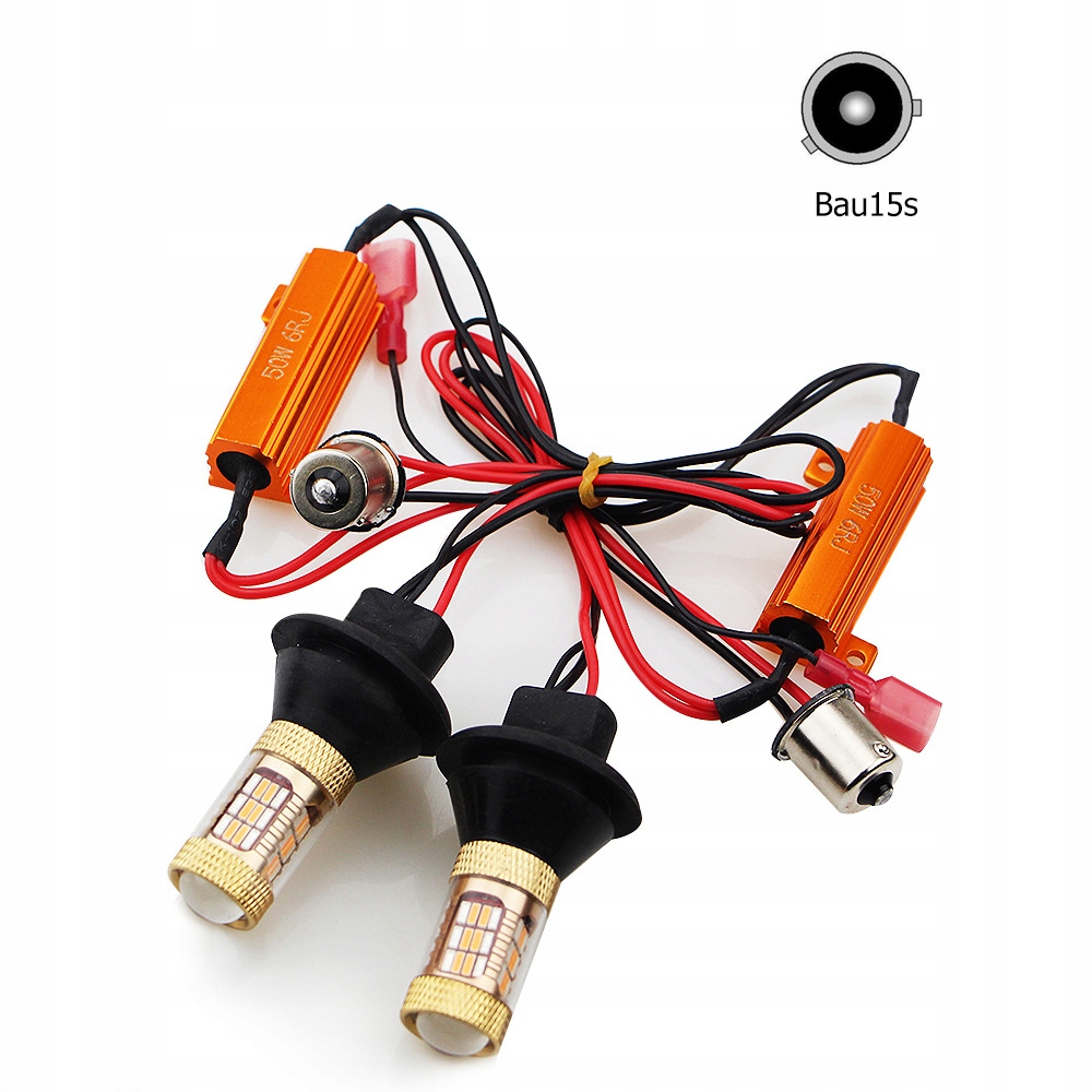 2w1 ŚWIATŁA LED DZIENNE + KIERUNKOWSKAZY DRL PY21W BAU15s WBUDOWANY AUTOMAT Moc 50 W