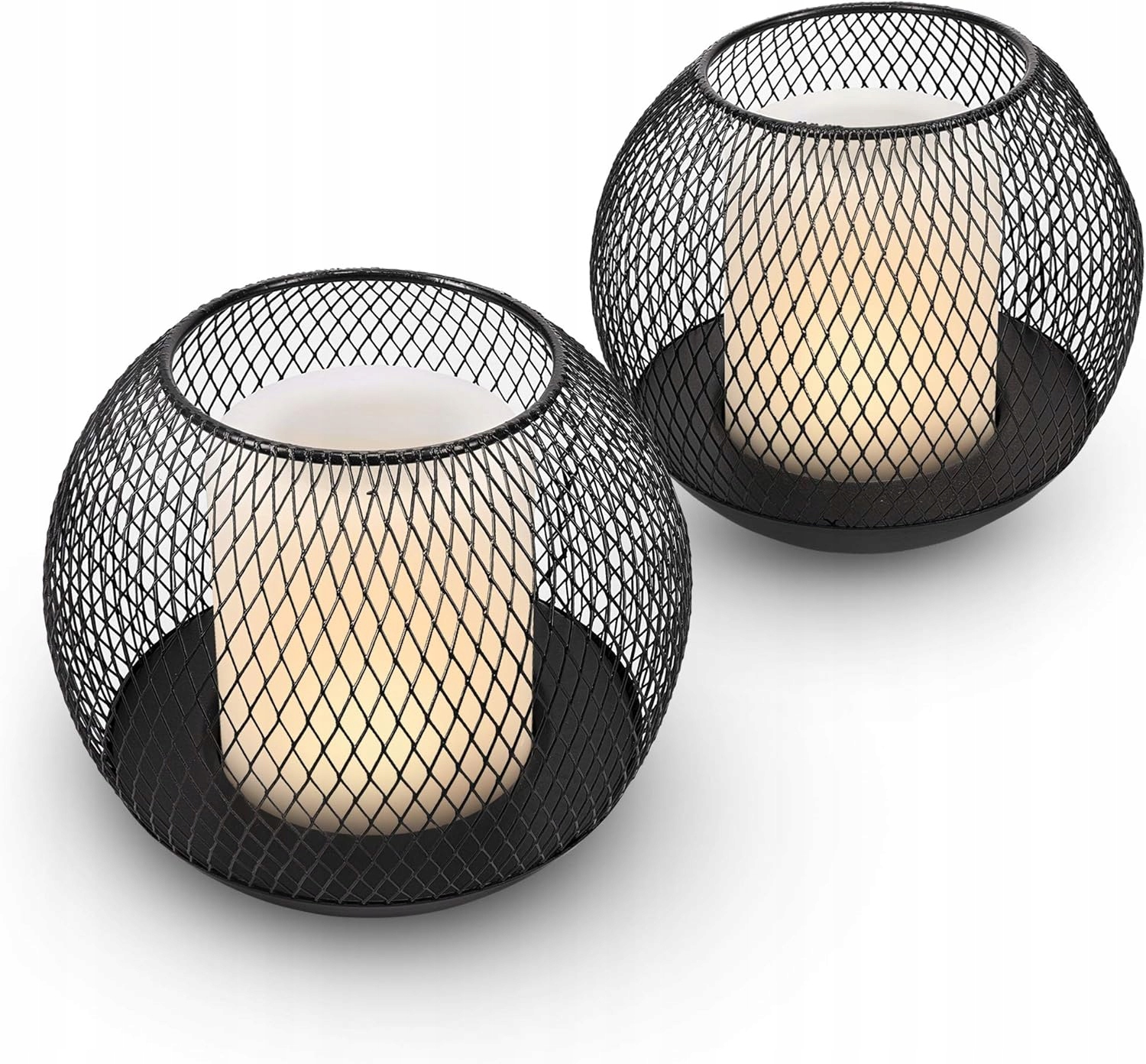 Led Solární Zahradní Lampa Sada 2 ks Loftová Koule Dekorace Svíčka Outdoor