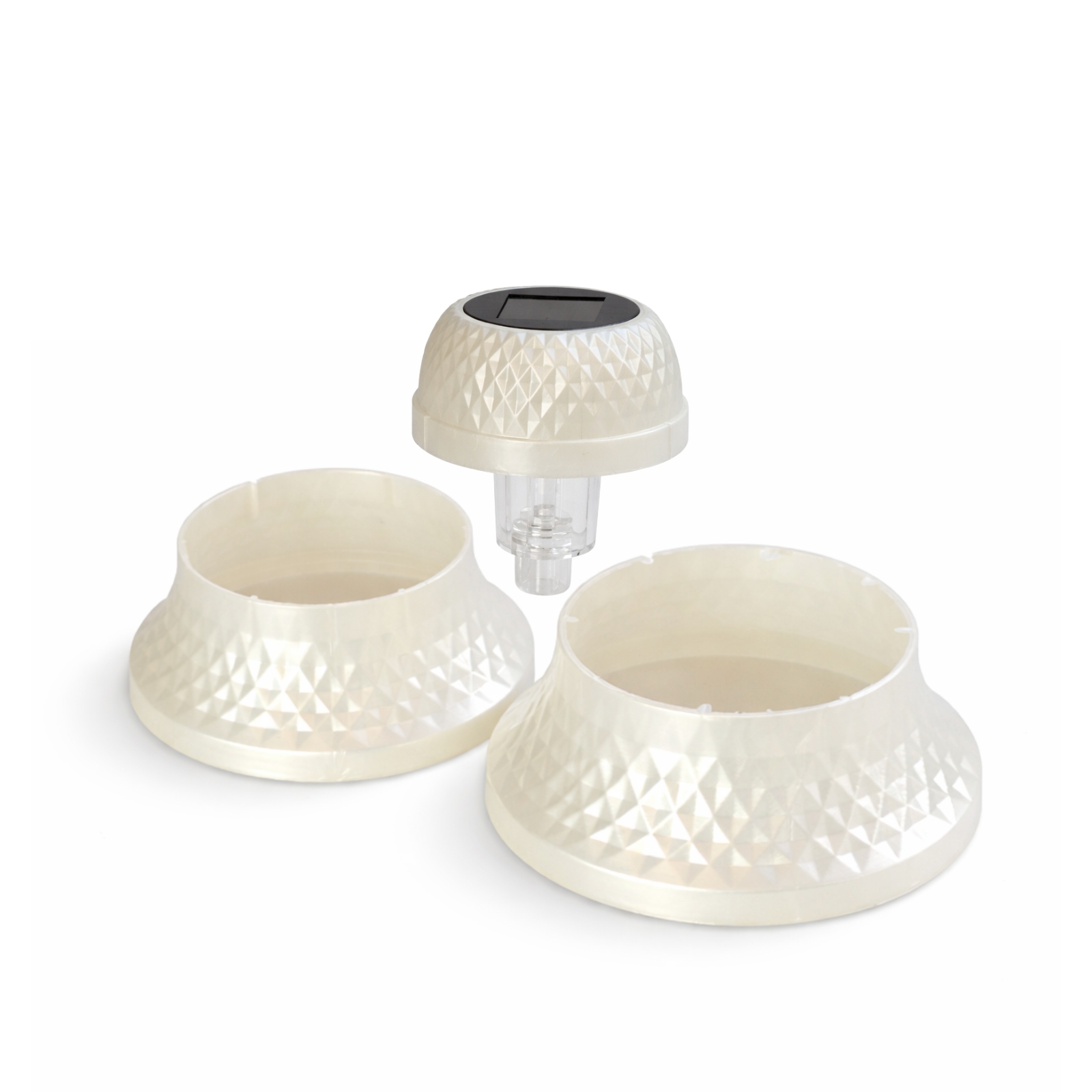 Zestaw SOLARNY do znicza – Kapturek Solarny + 2 podstawki | Perłowy