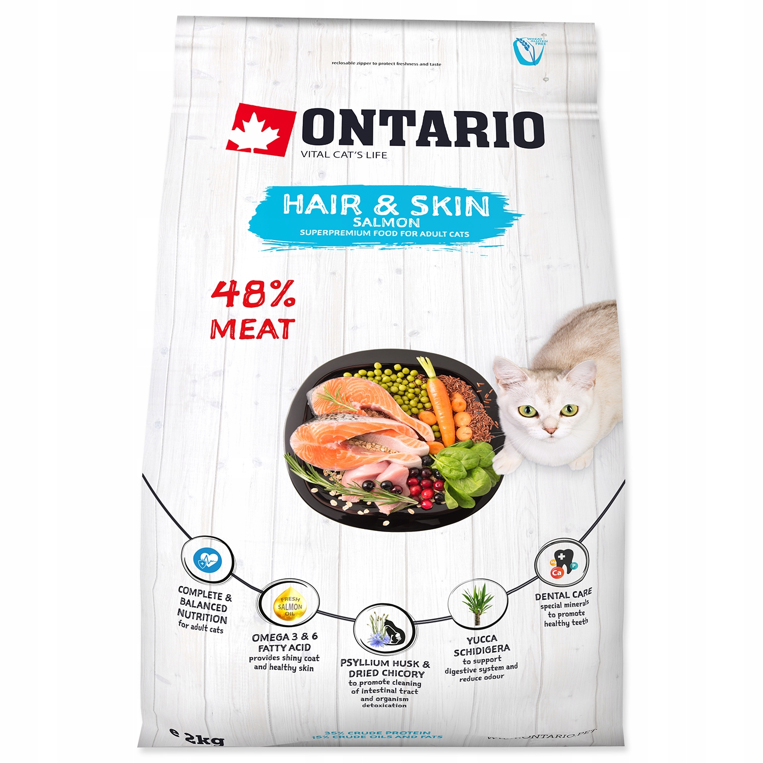 Levně Krmivo Ontario Cat Hair & Skin 2kg