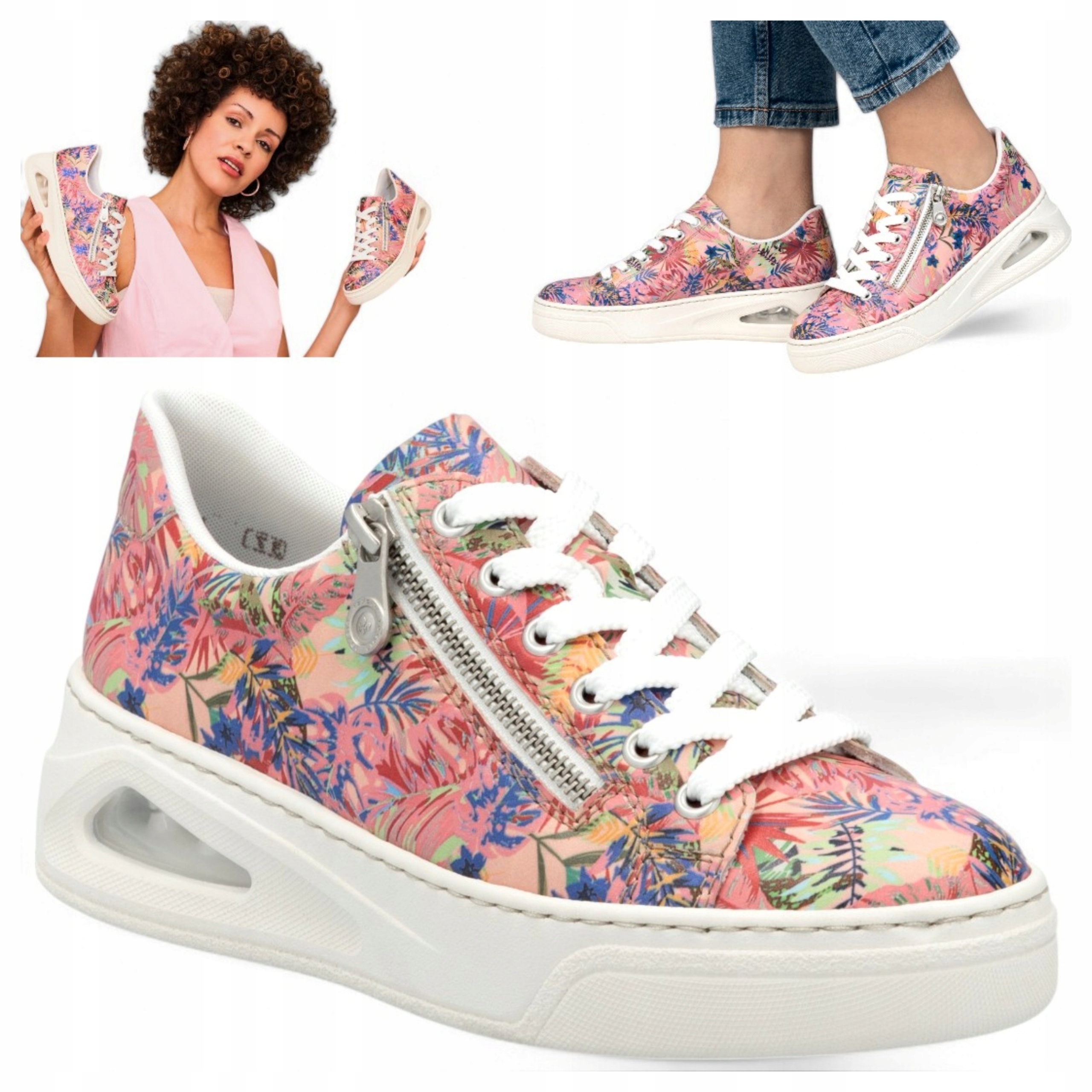 Kožené dámské polobotky Rieker Tenisky na platformě, šněrovací, velikost 38