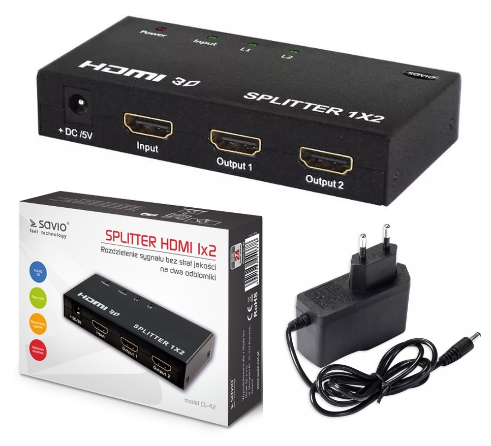 Rozgałęźnik HDMI 2 TV Rozdzielacz Sygnału Splitter