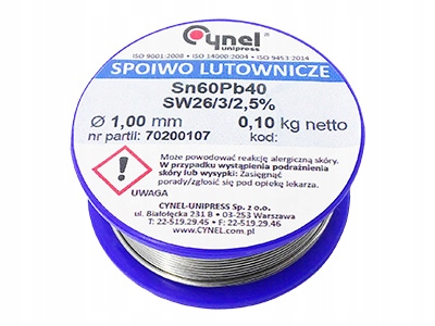 

Spoiwo lutownicze cyna rolka 1mm 100g