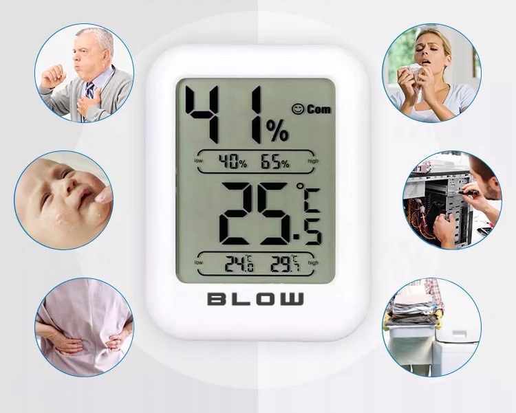 2X STACJA POGODOWA POGODY TERMOMETR HIGROMETR POKOJOWY MINI MAGNES ZESTAW Marka Blow