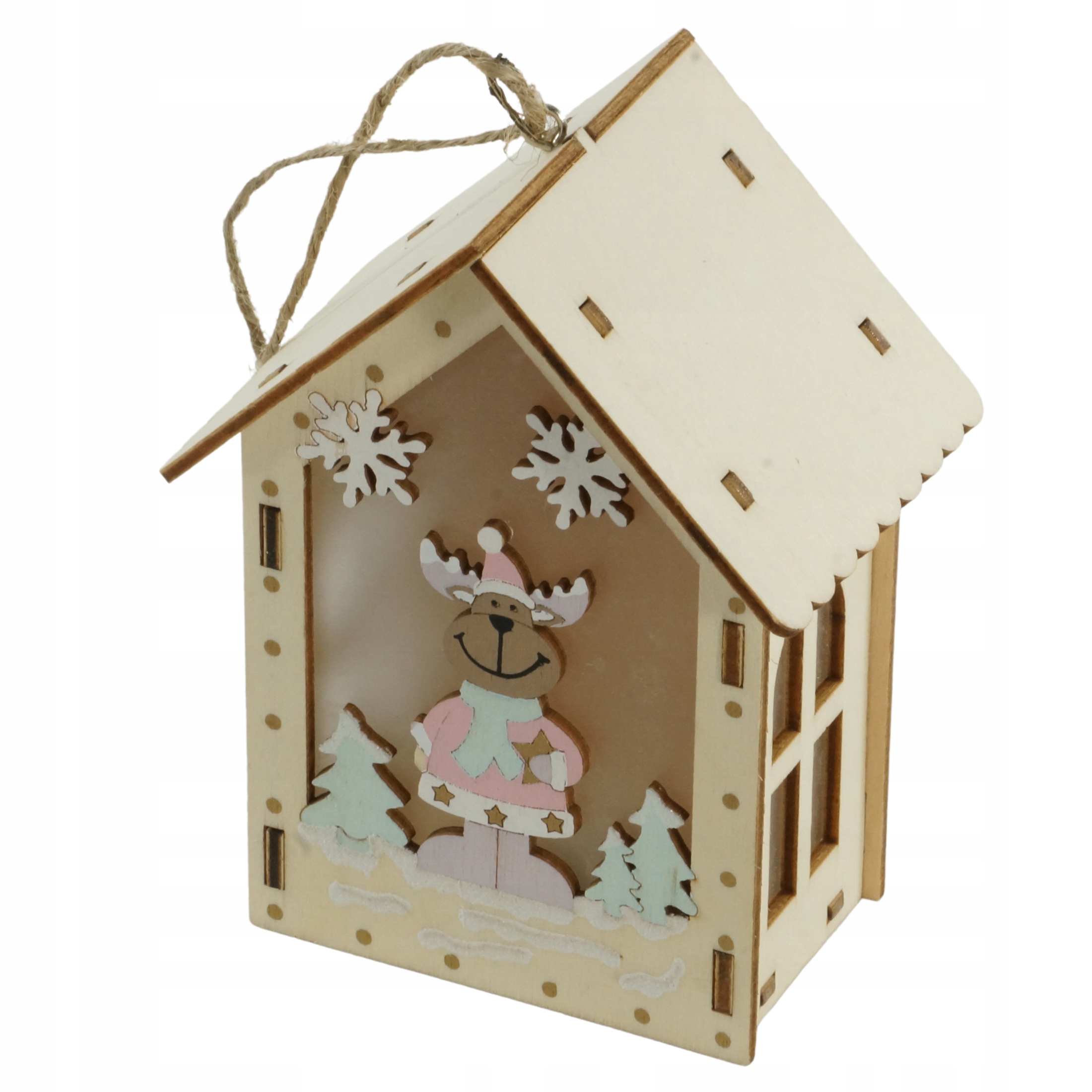 

Świecąca zawieszka drewniany domek Led 13 cm