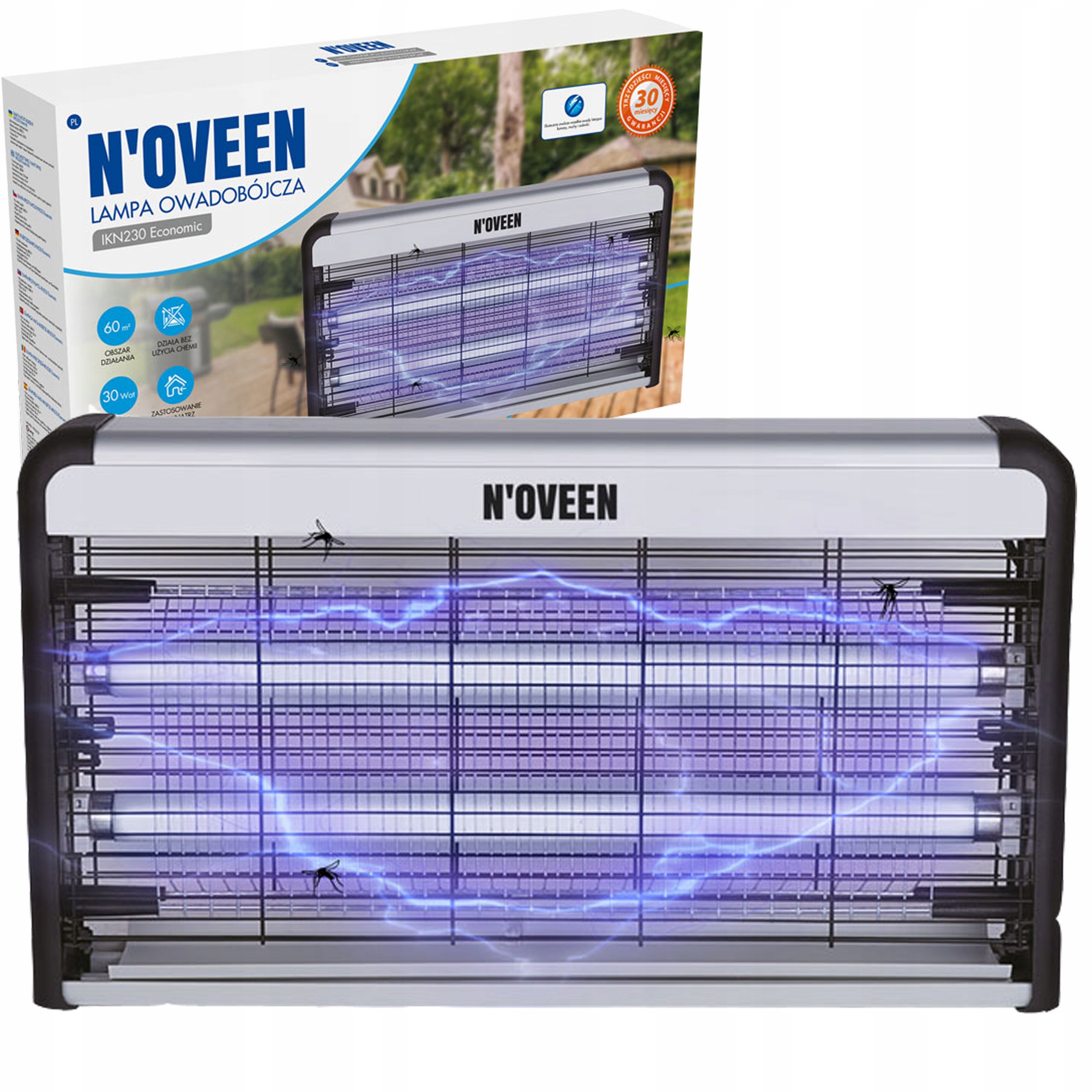 Lampa Owadobójcza Noveen IKN230 Pułapka 30W Na Komary Muchy Ćmy Osy Mocna