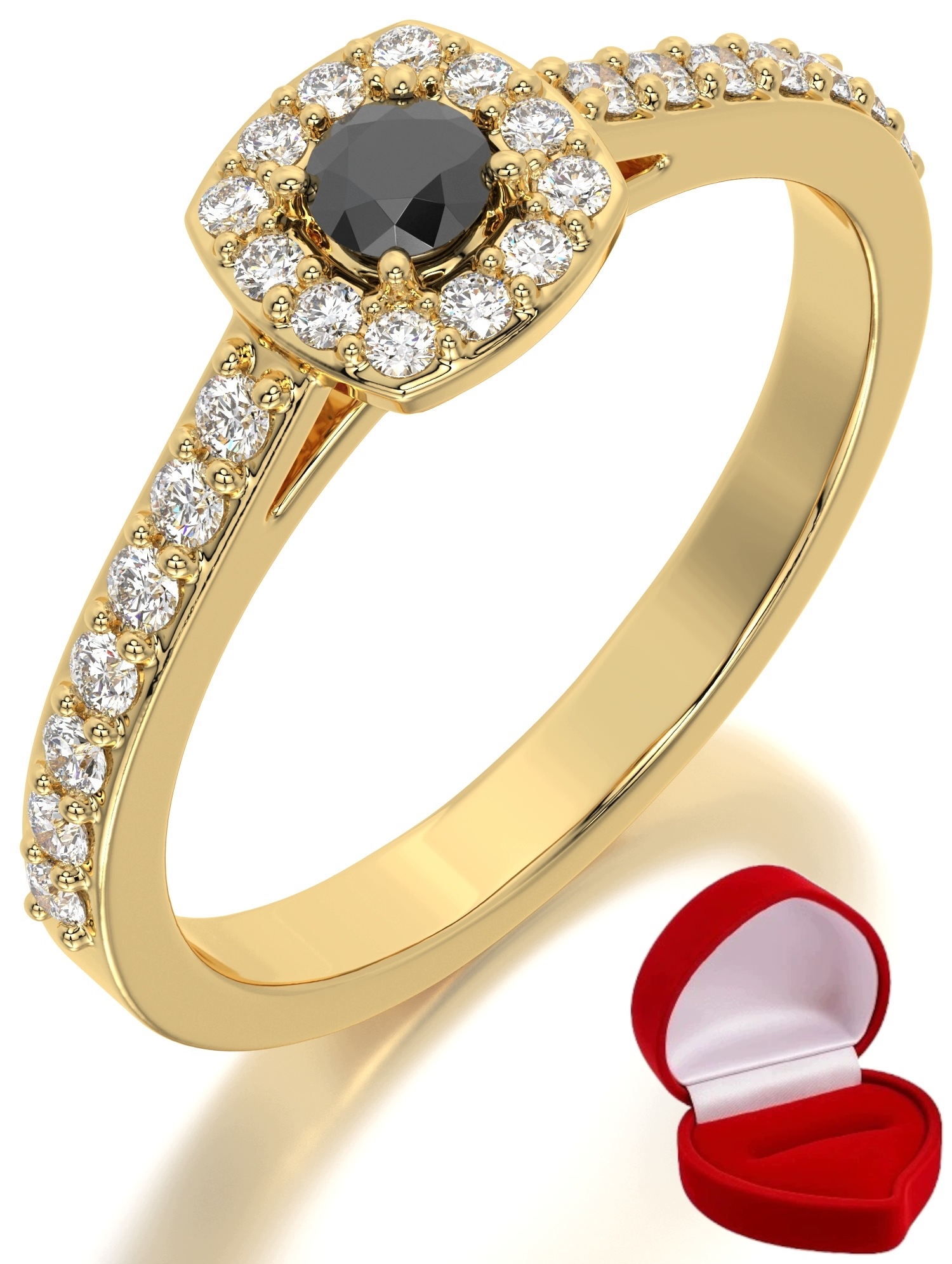 Zlatý Prstýnek 585 14k Černý Briliant 0,09 ct R25