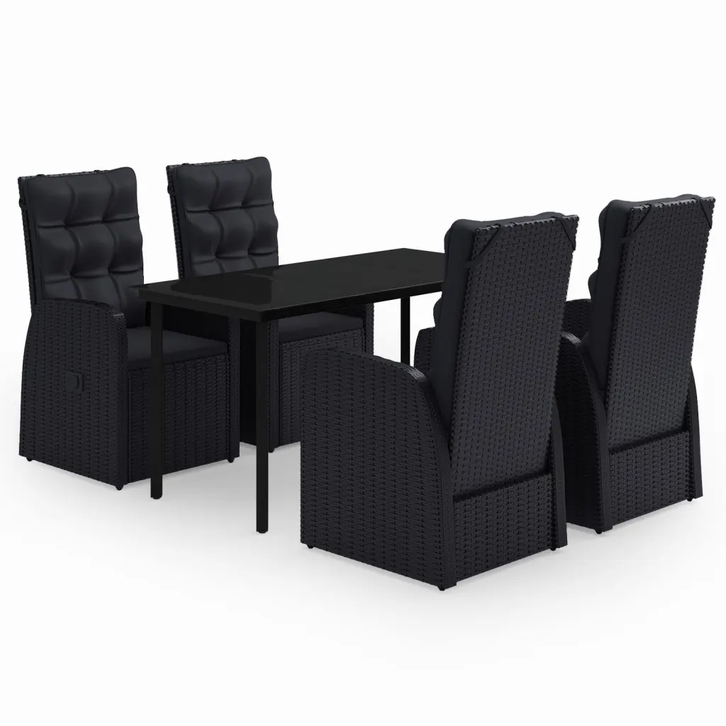 Stylový set zahradního nábytku černý, stůl 140x70x74 cm, židle 57x73