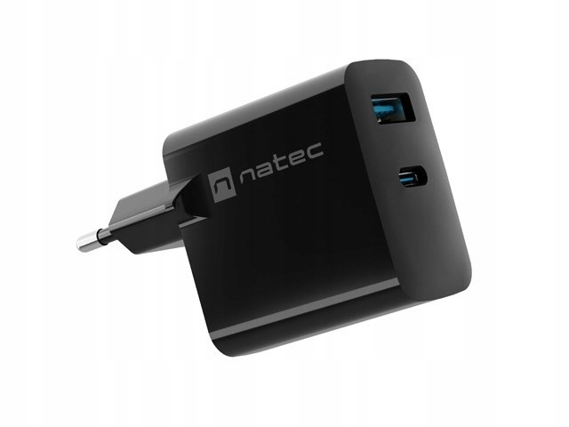 Natec Ładowarka Ribera Gan 1X Usb-a 1X Usb-c 45W Czarna NUC-2143
