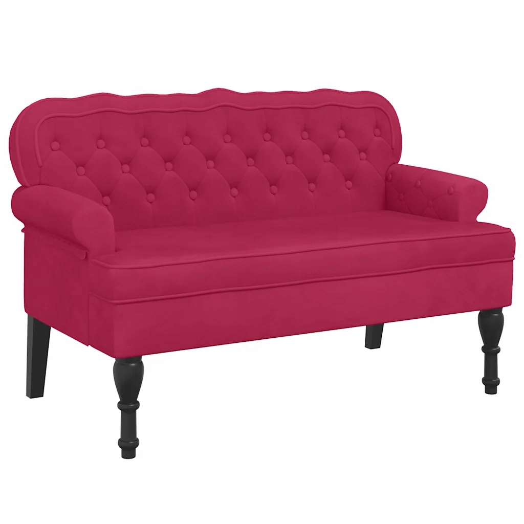 Elegantní sametová lavička v vínově červené barvě, 119,5 x 64,5 x 75 cm