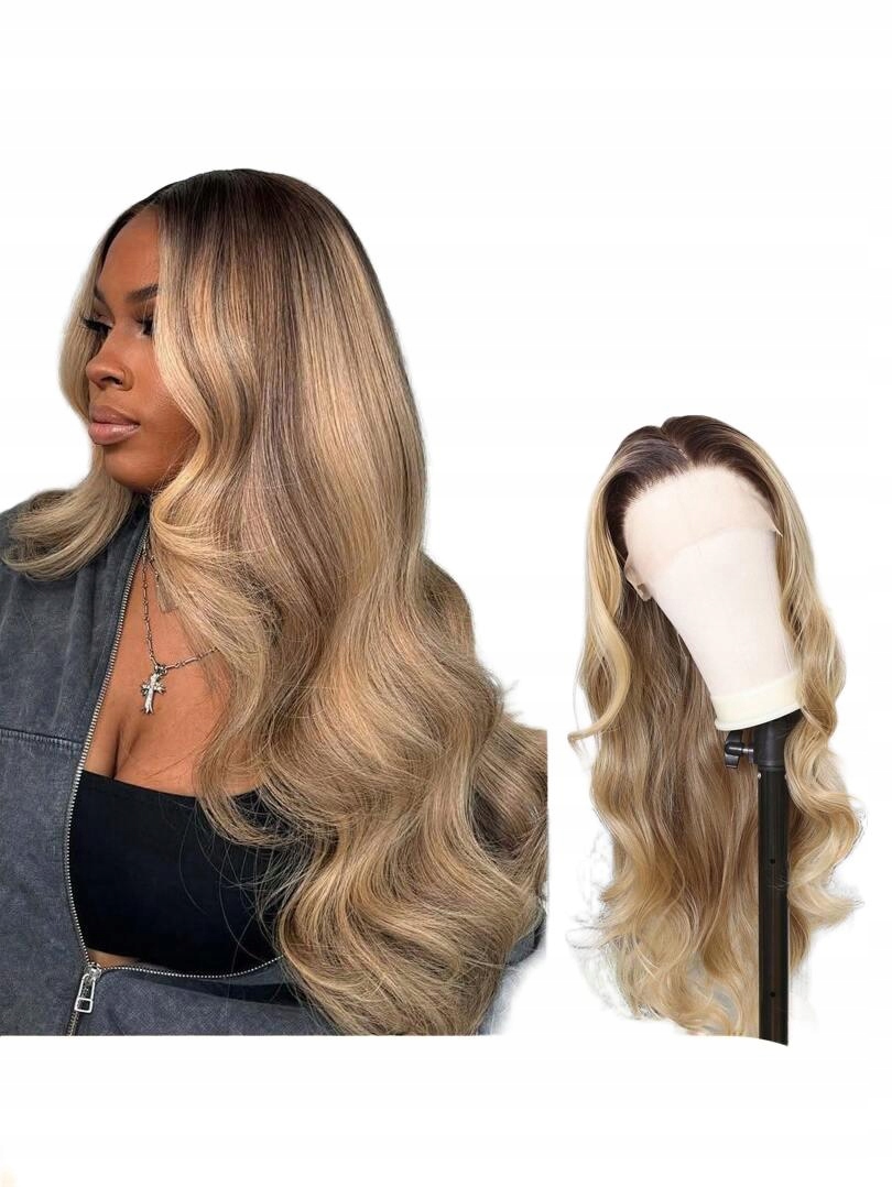 Shein Blond Syntetická Paruka Dlouhé Vlasy Vlny S07