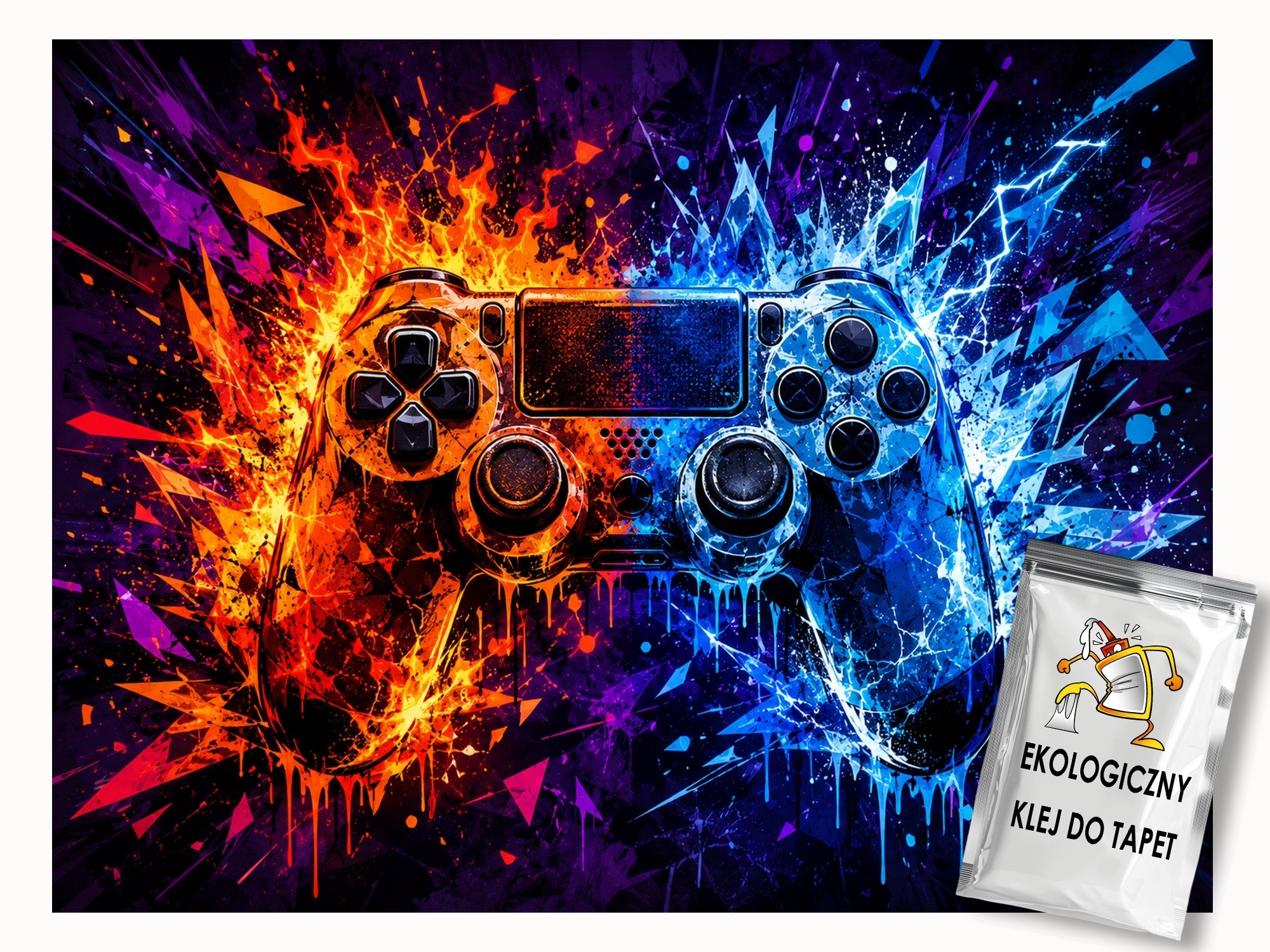 Fototapeta Flizelina Gamer Pad Kontroler Konzola Oheň Ľad 416x254 130g