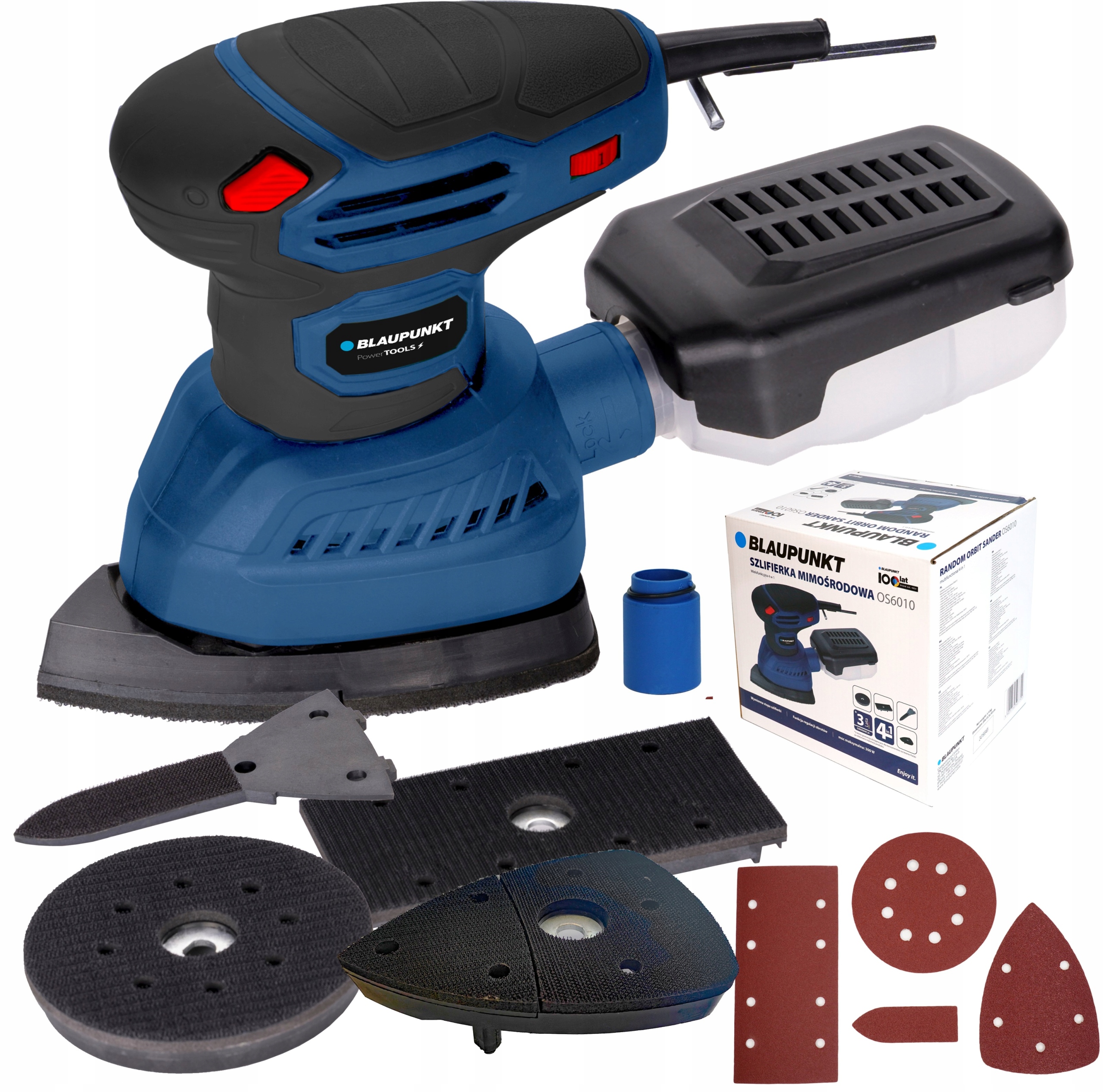 Szlifierka Mimośrodowa Oscylacyjna Regulacja 4w1 300W 12 Tarcz Rzep OS6010