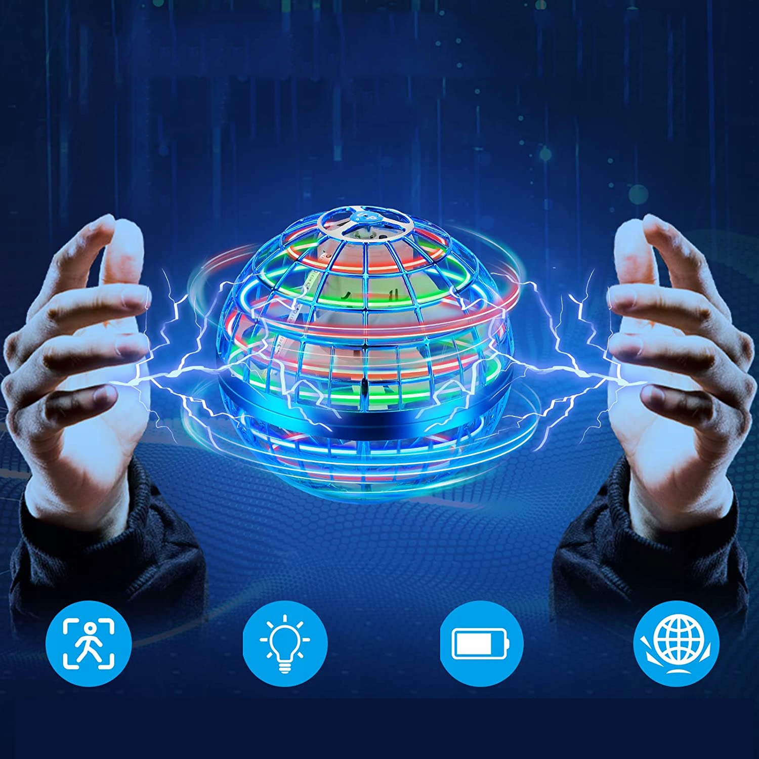 LATAJĄCA ŚWIECĄCA PIŁKA UFO KULA LED ZABAWKA PILOT Stan opakowania oryginalne