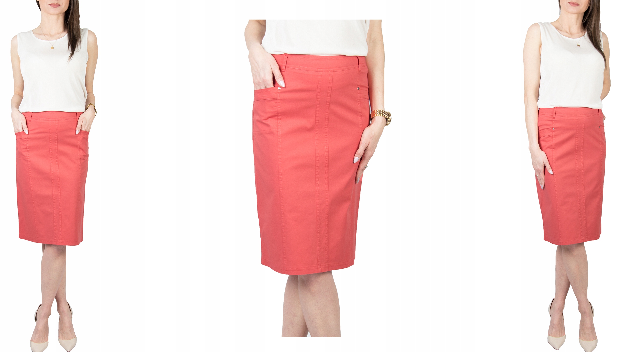 BAWEŁNIANA SPÓDNICA KOLORY (38-50) PRODUCENT r.46 Wzór dominujący bez wzoru