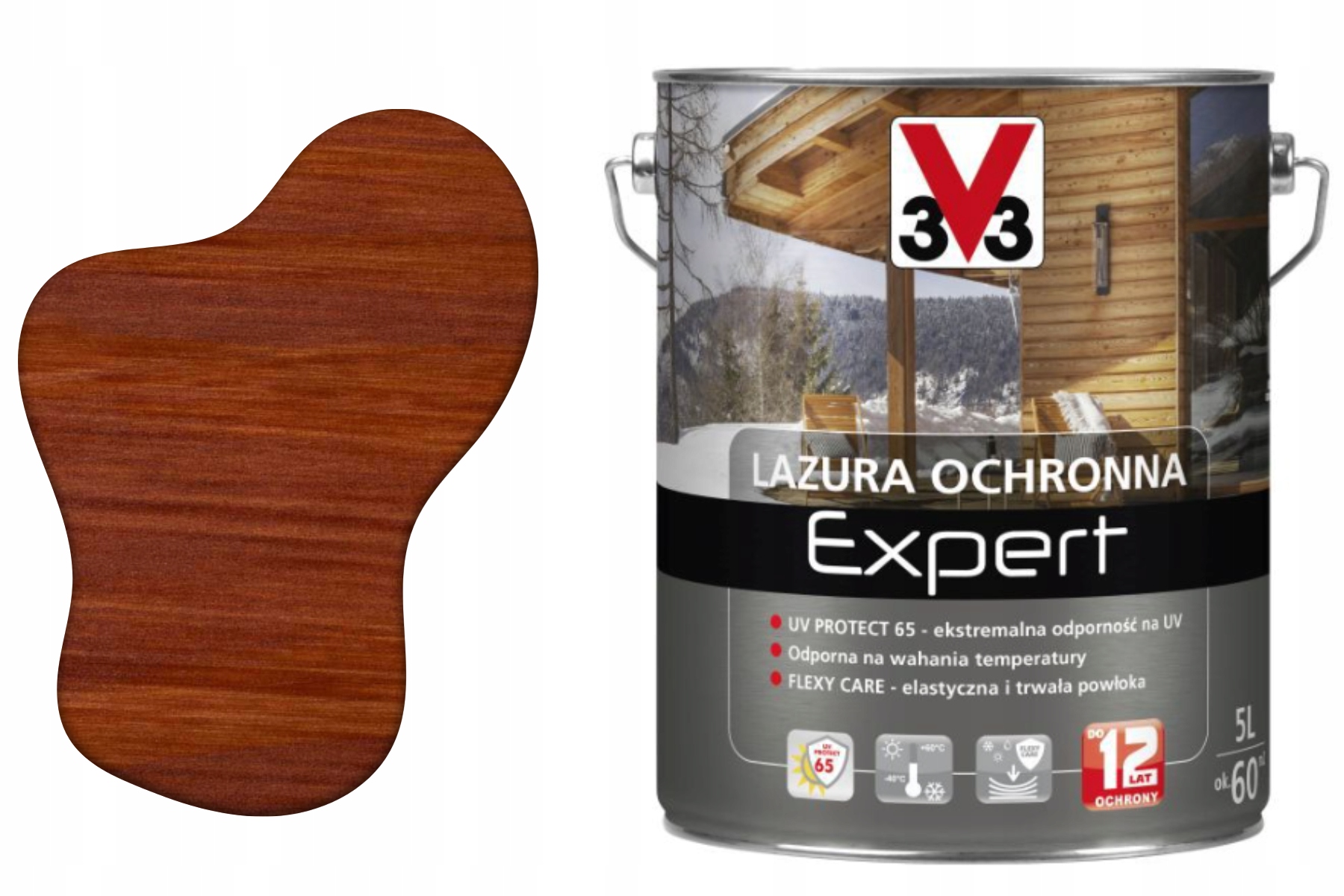 Ochranná lazúra V33 Expert mahagón 5 l
