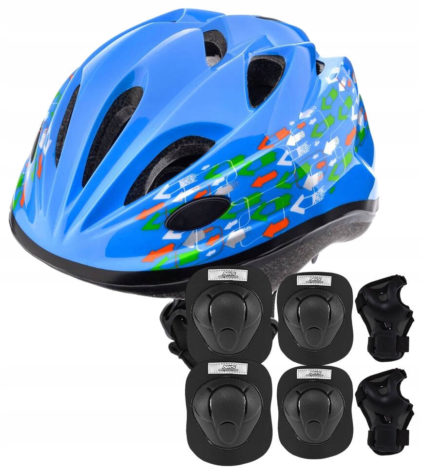 Kask Rowerowy Dziecięcy Z Regulacją 48-52 cm Ochraniacze Komplet S