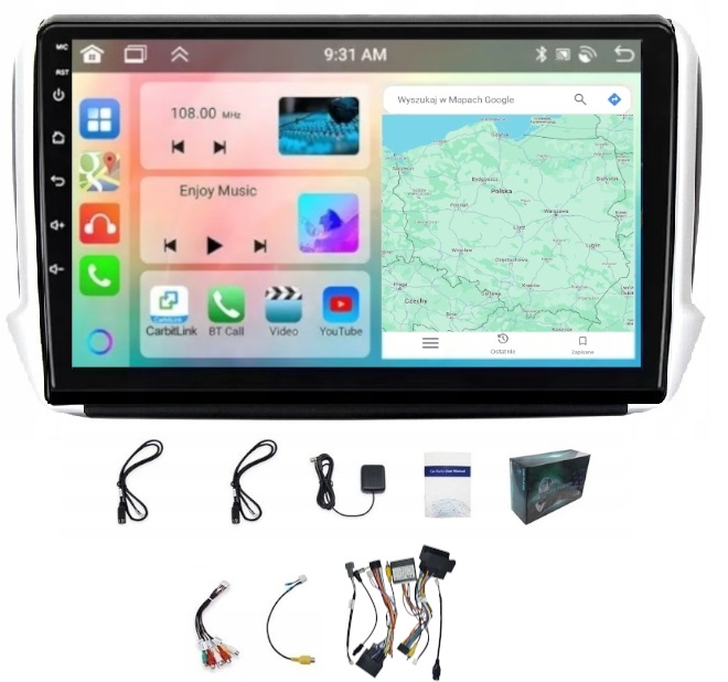 Rádio Navigace Gps Android Peugeot 208 2008 Carplay 4/64GB