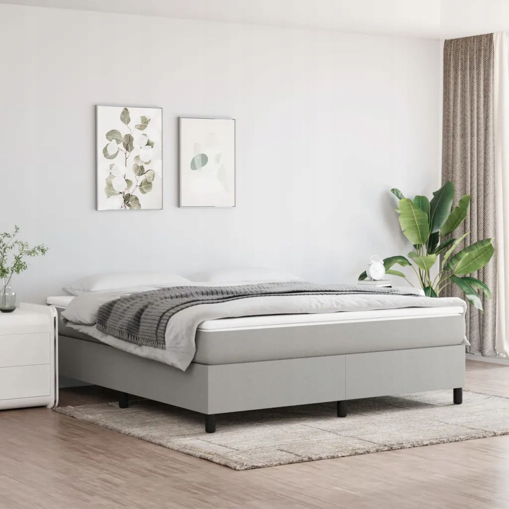 Box spring postel s matrací světle šedá 160 x 200 cm textil Šedá 3144431