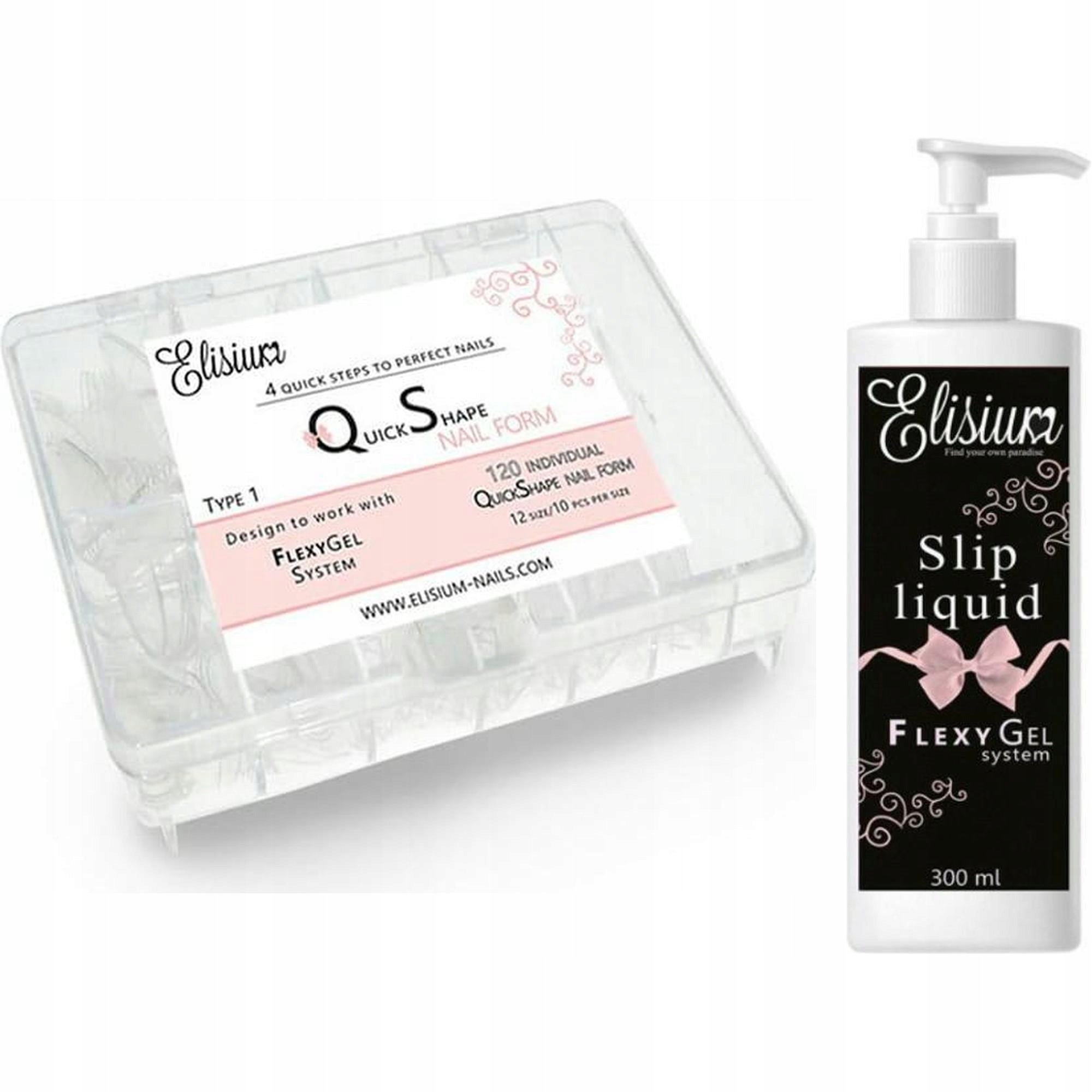 FORMY Quick Shape + Płyn Slip Liquid do Flexygela - Modelowanie Paznokci