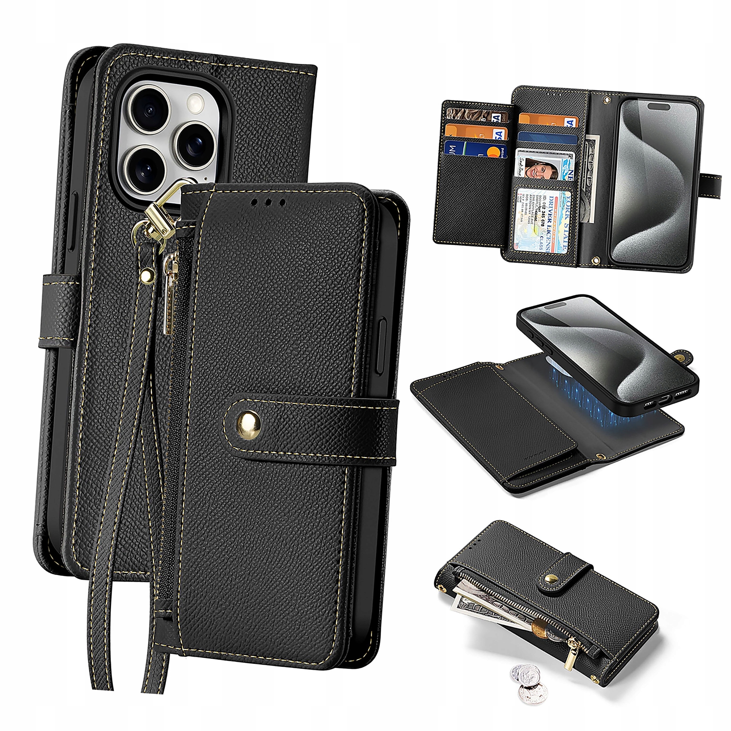 Etui skórzane Dux Ducis Lawa do iPhone 15 Pro czarne