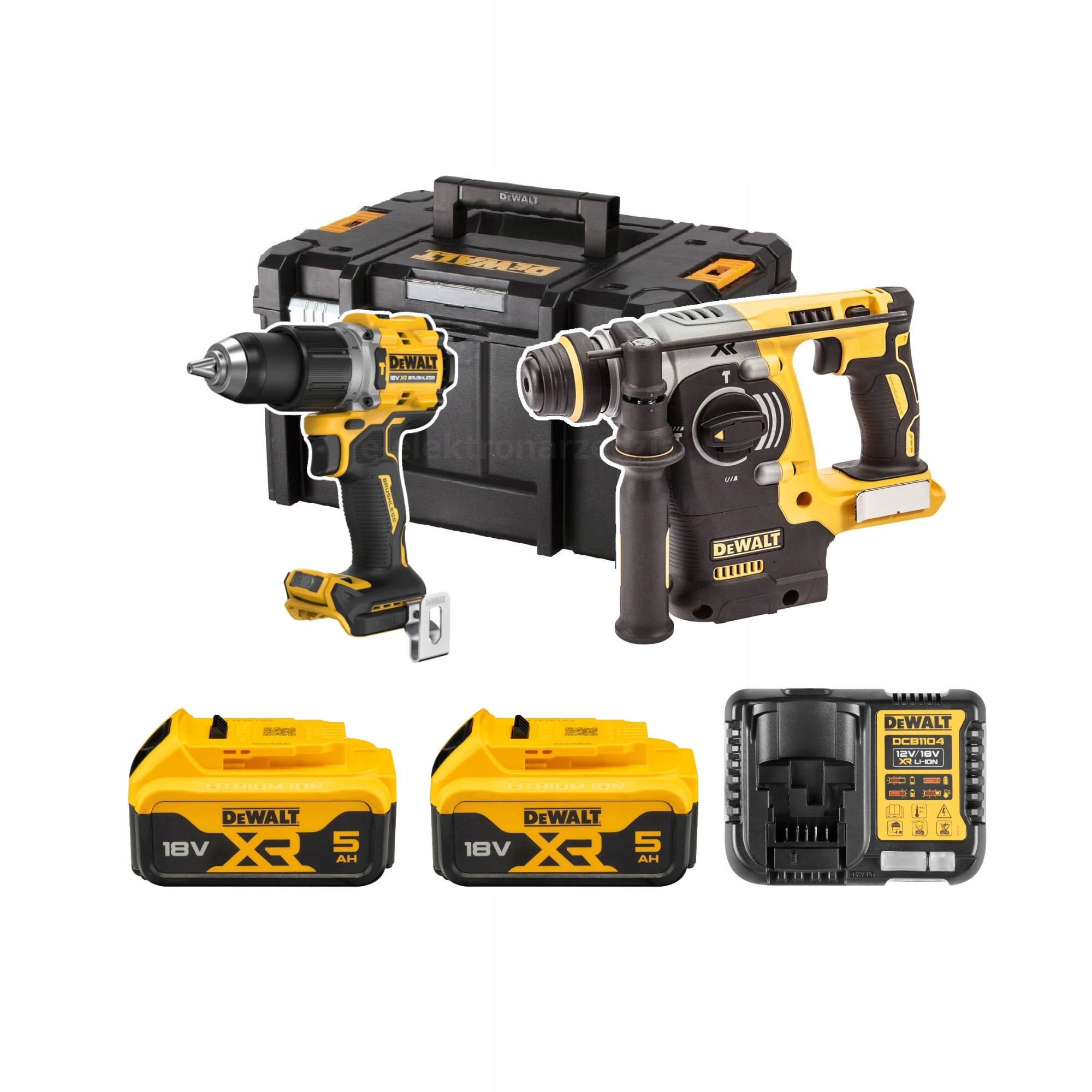 Dewalt Zestaw 18V Młotowiertarka 2,1J DCH273 Wkrętarka 90Nm DCD805 2x5Ah Ts